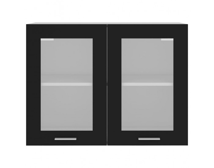 Sonata Висящ стъклен шкаф, черен, 80x31x60 см, ПДЧ
