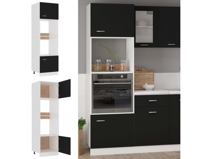 Sonata Шкаф за микровълнова, черен, 60x57x207 см, ПДЧ Sonata Шкаф за микровълнова, черен, 60x57x207 см, ПДЧ