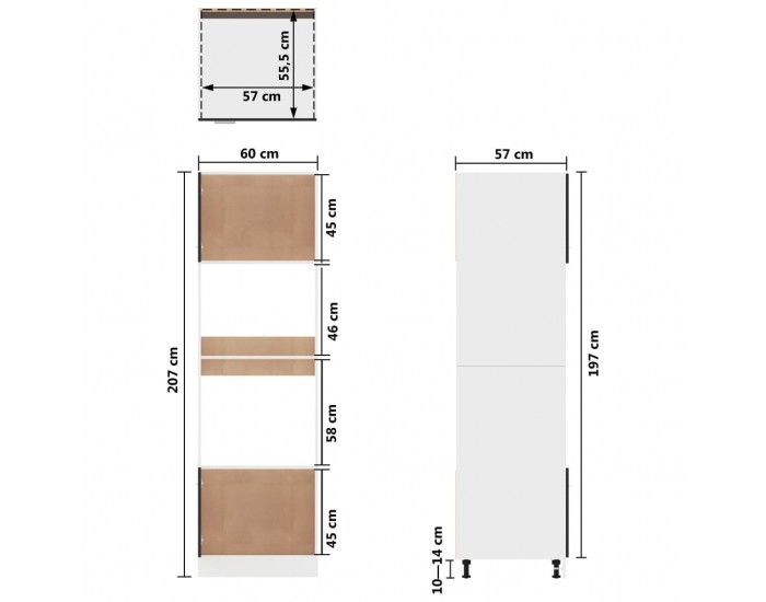 Sonata Шкаф за микровълнова, черен, 60x57x207 см, ПДЧ Sonata Шкаф за микровълнова, черен, 60x57x207 см, ПДЧ