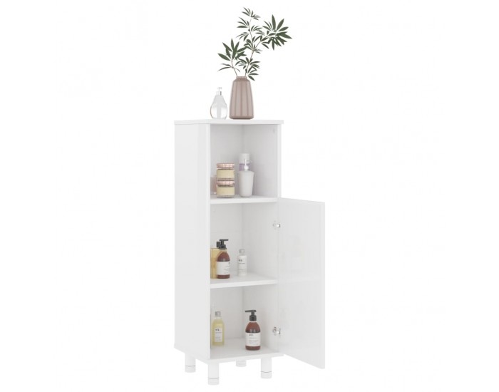 Sonata Шкаф за баня, бял гланц, 30x30x95 см, ПДЧ