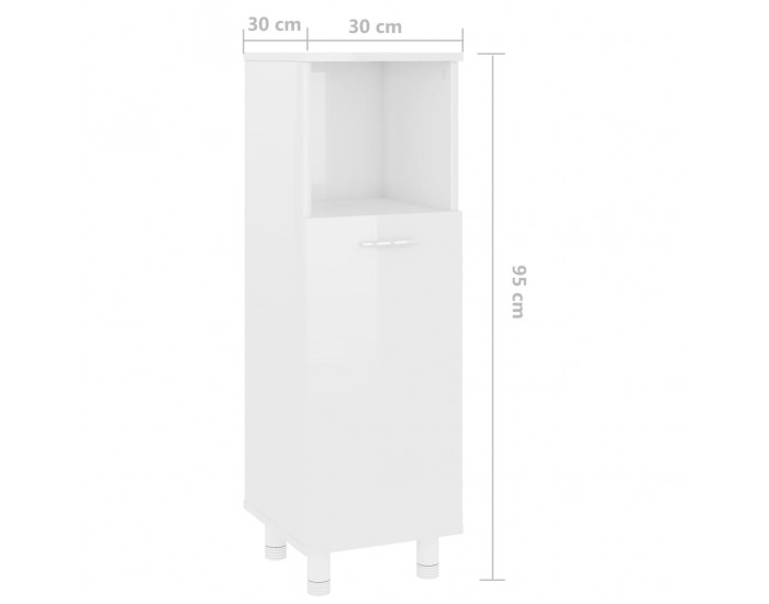 Sonata Шкаф за баня, бял гланц, 30x30x95 см, ПДЧ