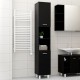 Sonata Шкаф за баня, черен, 30x30x179 см, ПДЧ