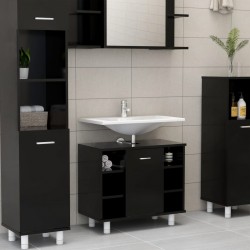 Sonata Шкаф за баня, черен, 60x32x53,5 см, ПДЧ - Баня