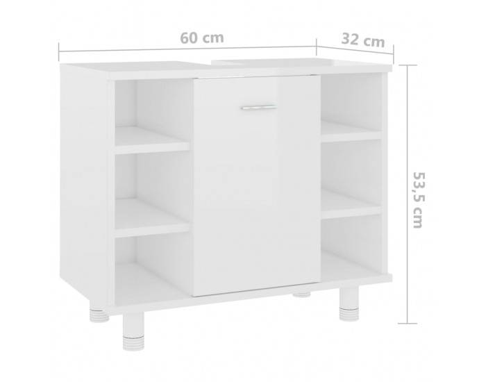 Sonata Шкаф за баня, бял гланц, 60x32x53,5 см, ПДЧ