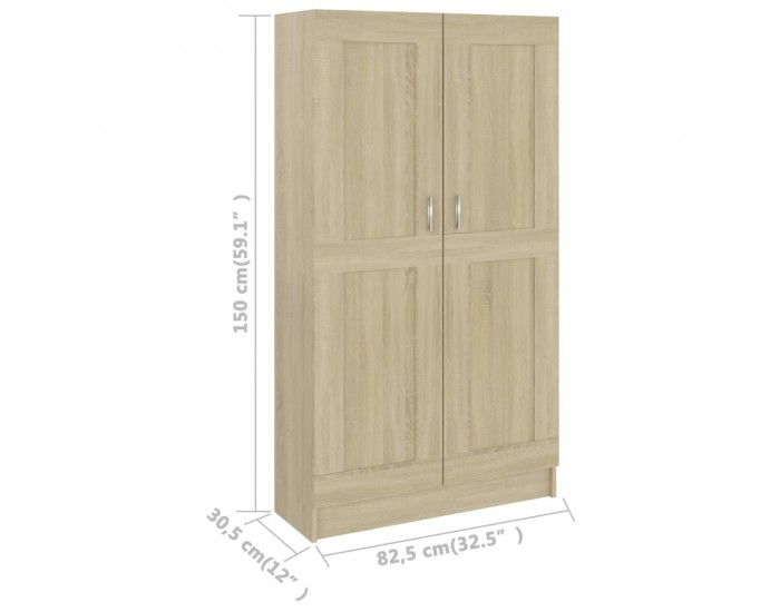 Sonata Шкаф за книги, дъб сонома, 82,5x30,5x150 см, ПДЧ