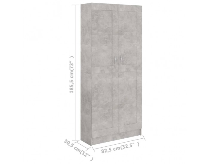 Sonata Шкаф за книги, бетонно сив, 82,5x30,5x185,5 см, ПДЧ