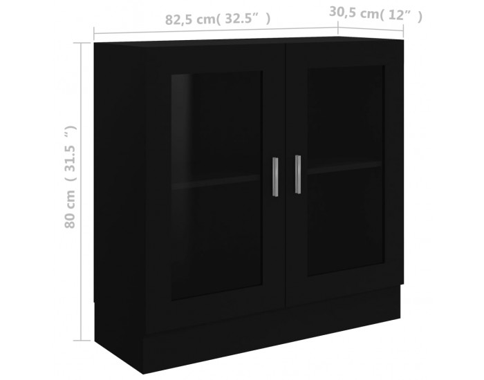 Sonata Шкаф витрина, черен, 82,5x30,5x80 см, ПДЧ Sonata Шкаф витрина, черен, 82,5x30,5x80 см, ПДЧ