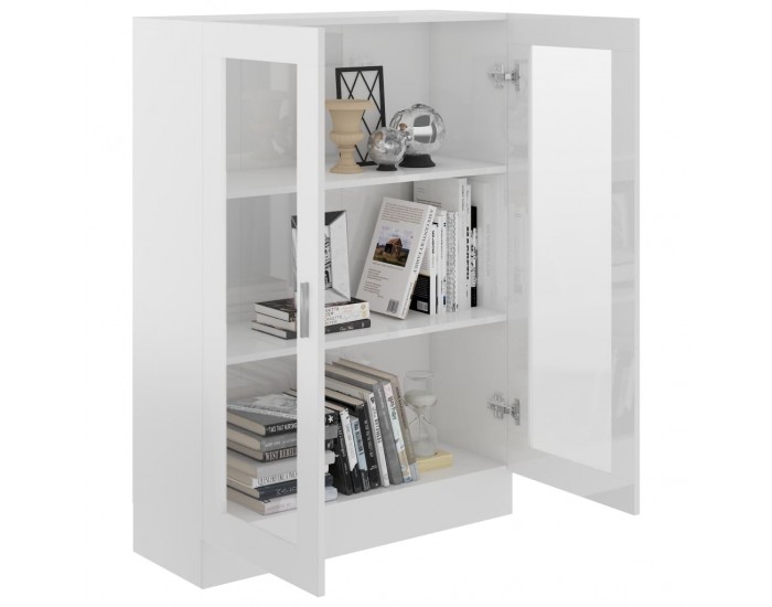 Sonata Шкаф витрина, бял гланц, 82,5x30,5x115 см, ПДЧ