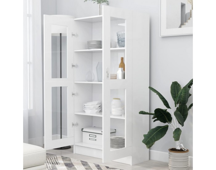 Sonata Шкаф витрина, бял, 82,5x30,5x150 см, ПДЧ