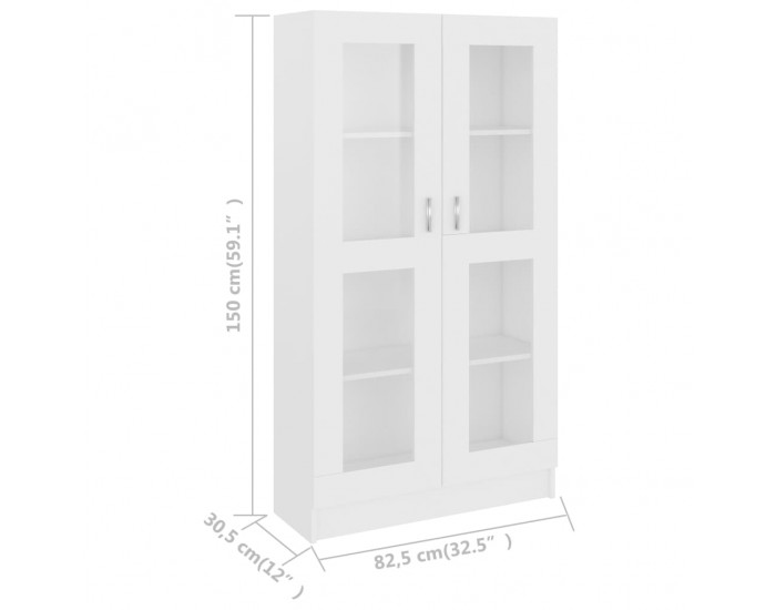 Sonata Шкаф витрина, бял, 82,5x30,5x150 см, ПДЧ