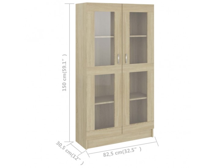 Sonata Шкаф витрина, дъб сонома, 82,5x30,5x150 см, ПДЧ Sonata Шкаф витрина, дъб сонома, 82,5x30,5x150 см, ПДЧ