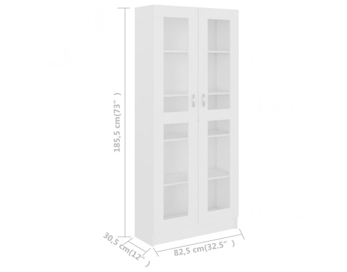 Sonata Шкаф витрина, бял, 82,5x30,5x185,5 см, ПДЧ