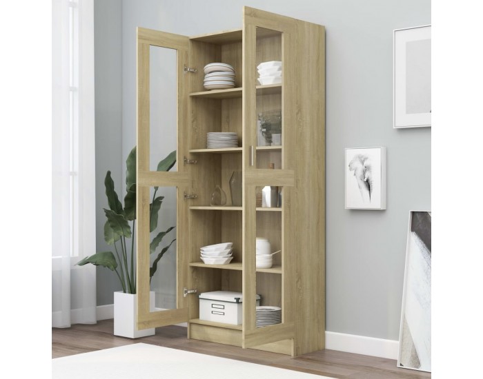 Sonata Шкаф витрина, дъб сонома, 82,5x30,5x185,5 см, ПДЧ Sonata Шкаф витрина, дъб сонома, 82,5x30,5x185,5 см, ПДЧ