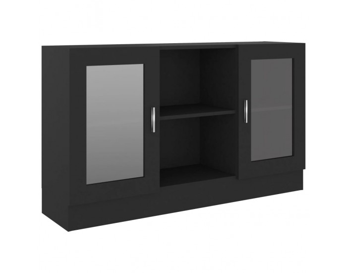 Sonata Шкаф витрина, черен, 120x30,5x70 см, ПДЧ