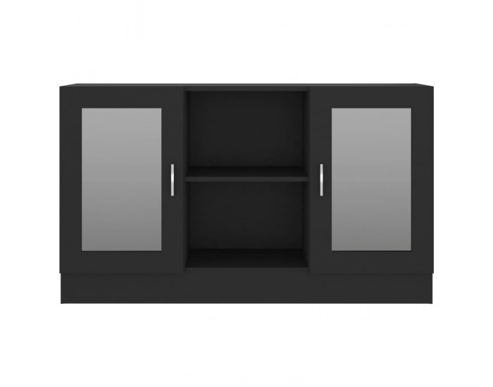 Sonata Шкаф витрина, черен, 120x30,5x70 см, ПДЧ