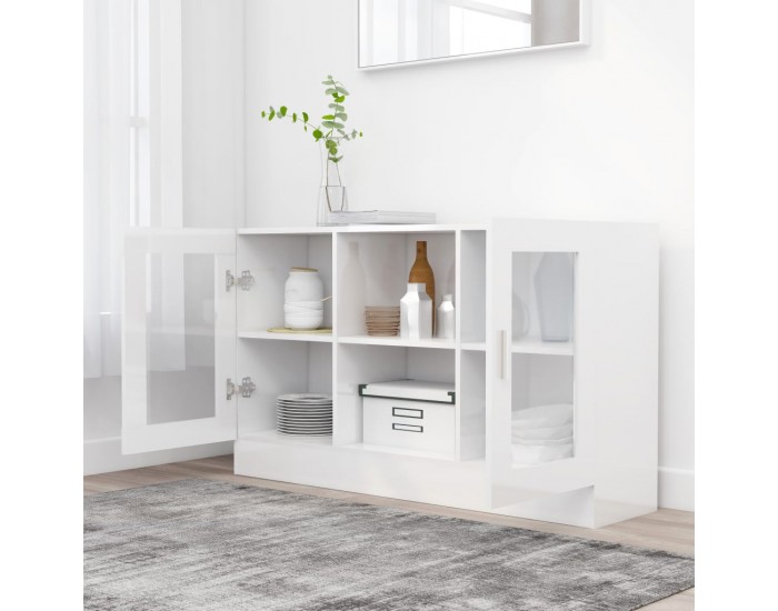 Sonata Шкаф витрина, бял гланц, 120x30,5x70 см, ПДЧ Sonata Шкаф витрина, бял гланц, 120x30,5x70 см, ПДЧ