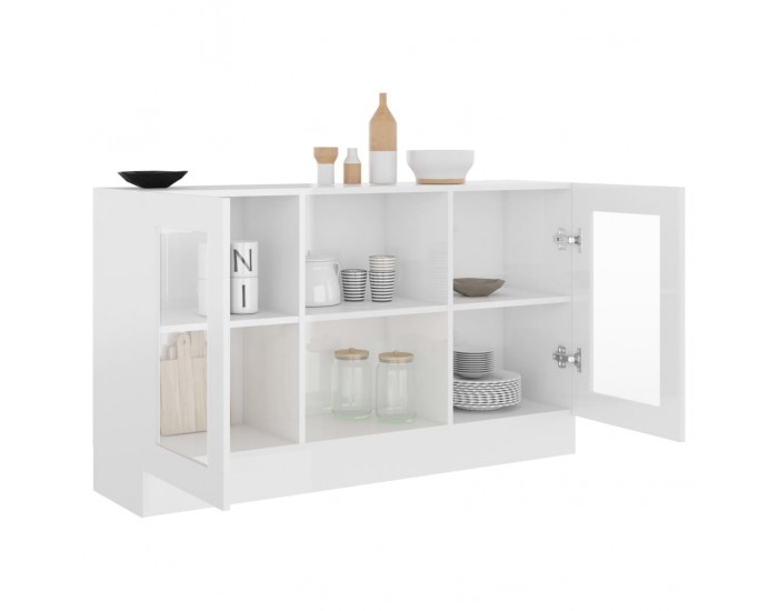 Sonata Шкаф витрина, бял гланц, 120x30,5x70 см, ПДЧ Sonata Шкаф витрина, бял гланц, 120x30,5x70 см, ПДЧ