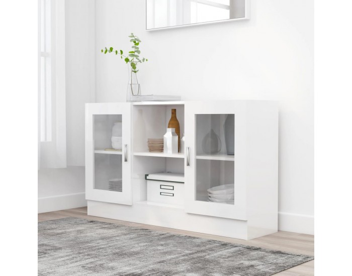 Sonata Шкаф витрина, бял гланц, 120x30,5x70 см, ПДЧ Sonata Шкаф витрина, бял гланц, 120x30,5x70 см, ПДЧ