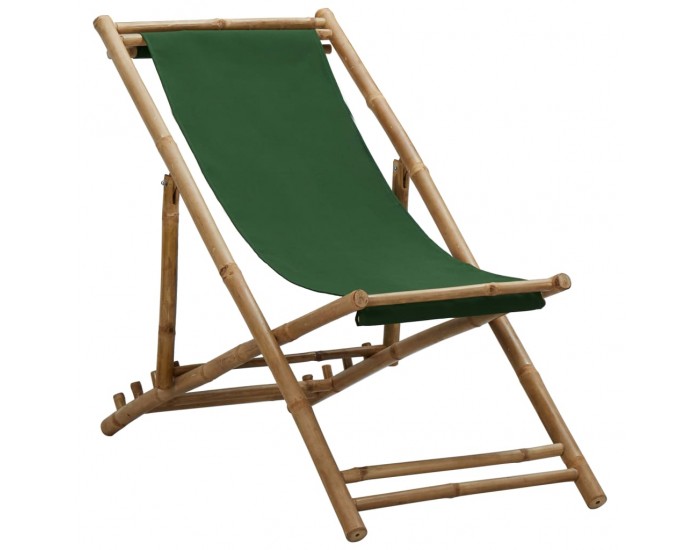 Sonata Стол-шезлонг, бамбук и платно, зелен