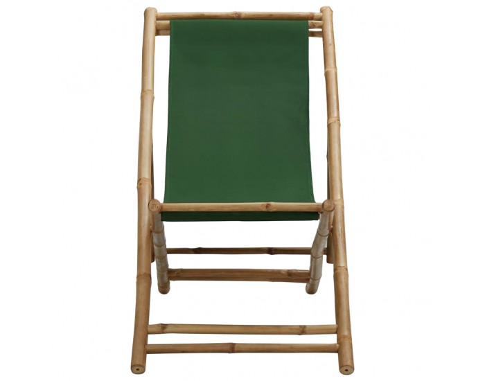 Sonata Стол-шезлонг, бамбук и платно, зелен