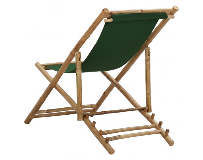 Sonata Стол-шезлонг, бамбук и платно, зелен