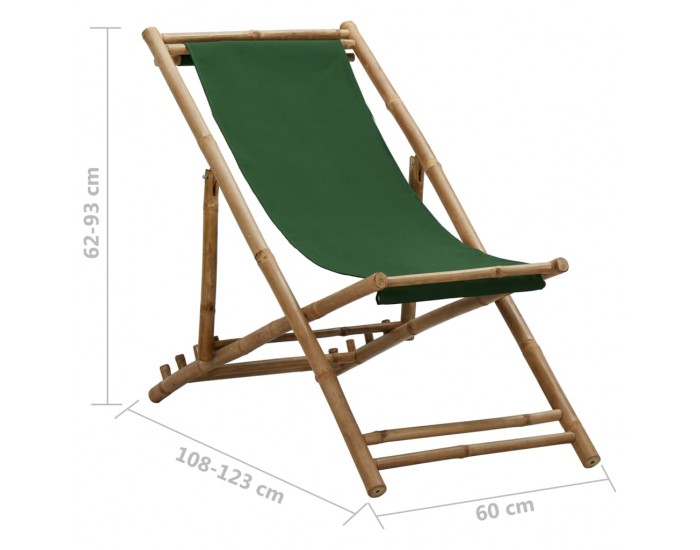 Sonata Стол-шезлонг, бамбук и платно, зелен