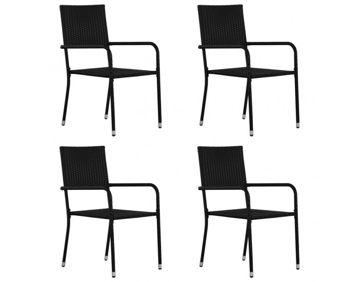 Sonata Външни трапезни столове, 4 бр, полиратан, черни