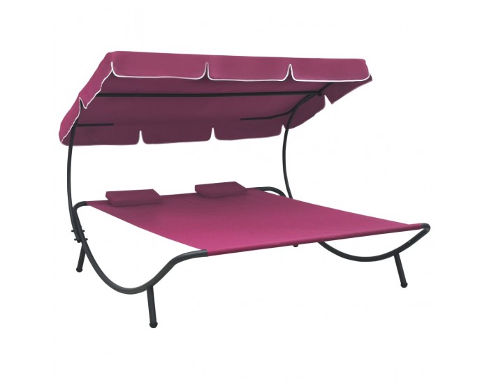 Sonata Лаундж легло на открито с навес и възглавници, розово