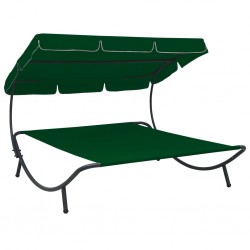 Sonata Лаундж легло на открито с навес, зелено - Комплекти за външни условия