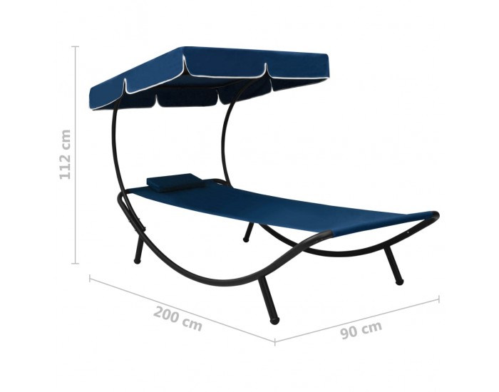 Sonata Лаундж легло на открито с навес и възглавница, синьо