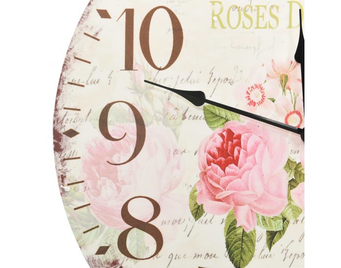 Sonata Винтидж стенен часовник Цветя, 60 см