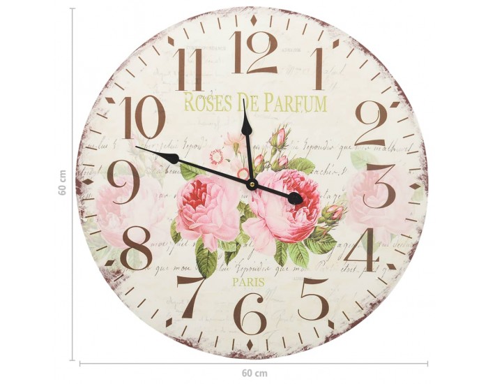Sonata Винтидж стенен часовник Цветя, 60 см