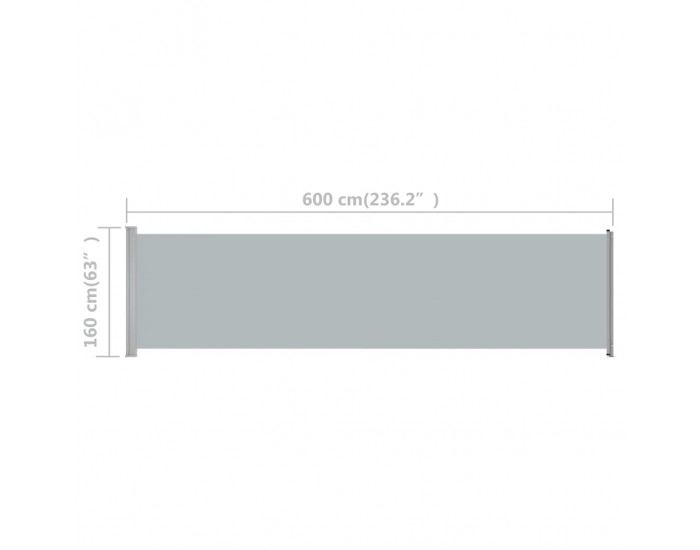 Sonata Прибираща се дворна странична тента, 600x160 см, сива