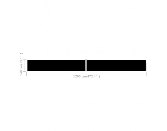 Sonata Прибираща се дворна странична тента, 140x1200 см, черна