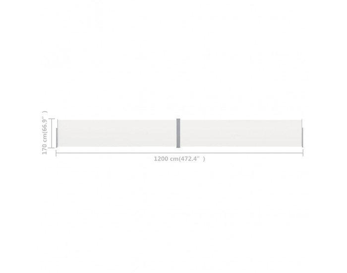 Sonata Прибираща се дворна странична тента, 170x1200 см, кремава