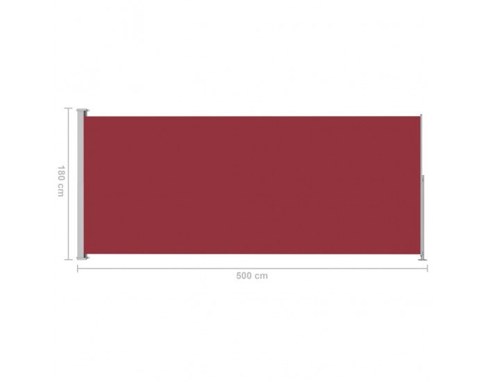 Sonata Прибираща се дворна странична тента, 180x500 см, червена