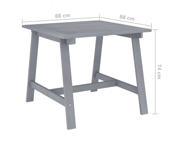 Sonata Градинска трапезна маса, сива, 88x88x74 см, акация масив