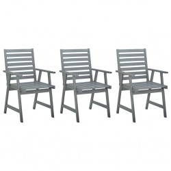 Sonata Градински трапезни столове, 3 бр, сиви, акациево дърво масив - Градина