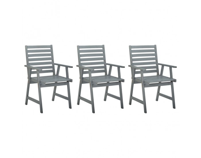 Sonata Градински трапезни столове, 3 бр, сиви, акациево дърво масив