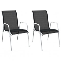 Sonata Стифиращи градински столове, 2 бр, стомана и Textilene, черни - Градински столове