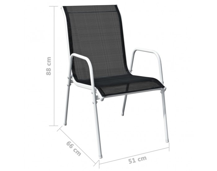Sonata Стифиращи градински столове, 4 бр, стомана и Textilene, черни