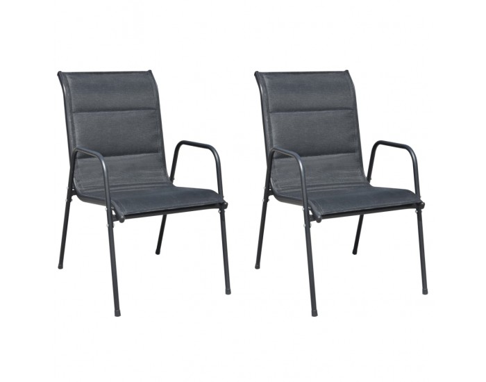 Sonata Стифиращи градински столове, 2 бр, стомана и Textilene, черни