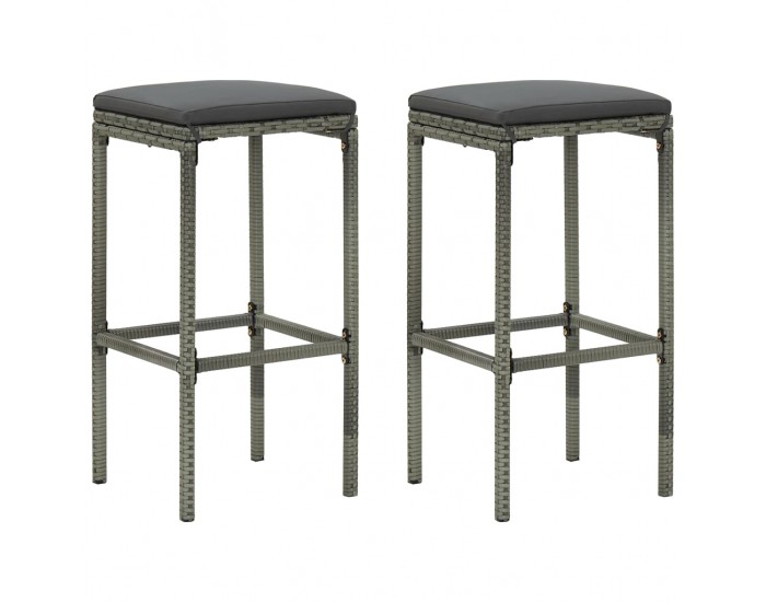 Sonata H Бар табуретки с възглавници, 2 бр, полиратан, сиви Sonata H Бар табуретки с възглавници, 2 бр, полиратан, сиви