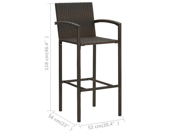 Sonata Бар табуретки, 2 бр, кафяви, полиратан