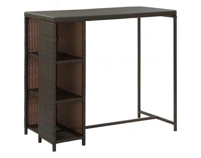 Sonata H Бар маса с шкаф за съхранение, кафява, 120x60x110 см, полиратан