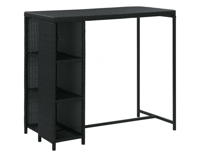 Sonata H Бар маса с шкаф за съхранение, черна, 120x60x110 см, полиратан