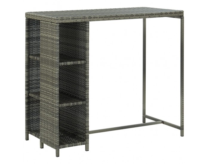 Sonata H Бар маса с шкаф за съхранение, сива, 120x60x110 см, полиратан