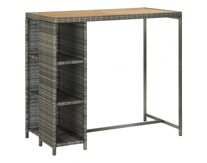 Sonata H Бар маса с шкаф за съхранение, сива, 120x60x110 см, полиратан