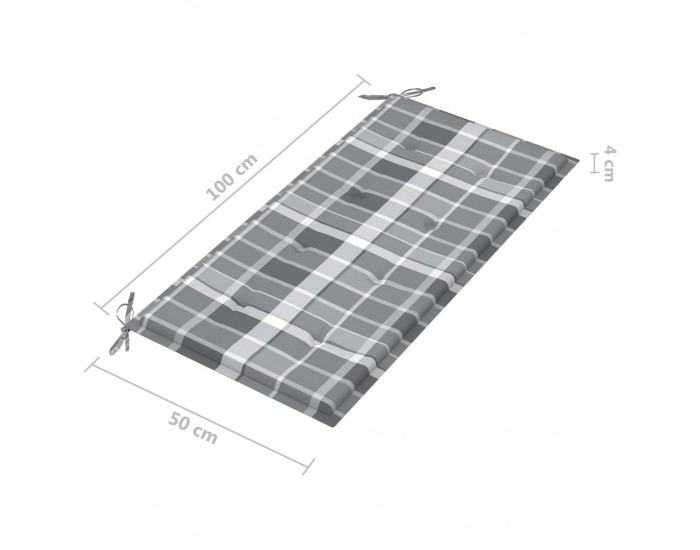 Sonata Възглавница за градинска пейка сиво каре 100x50x4 см плат