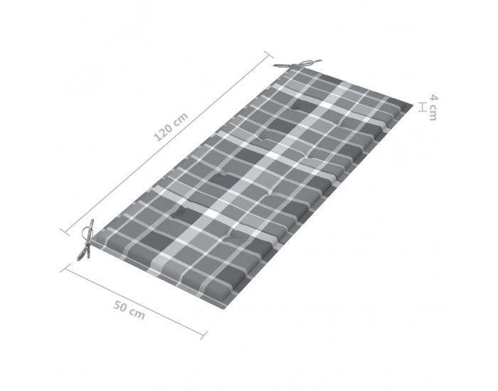 Sonata Възглавница за градинска пейка сиво каре 120x50x4 см плат